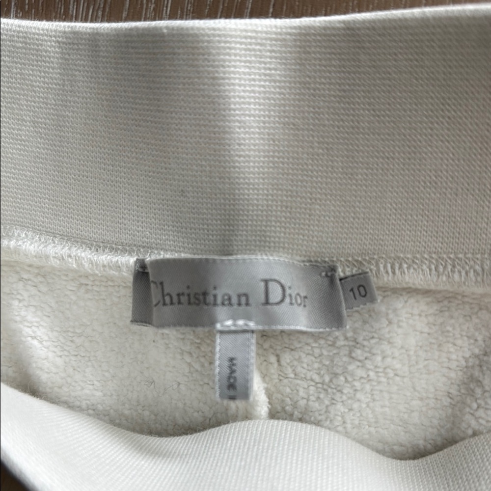 CHRISTIAN DIOR Cream Embroidered Sweatshirt Athletic Shorts - Picture 4 of 4